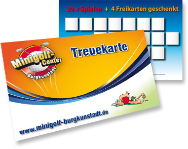 Minigolf spielen, Treuekarte pflegen, Freikarten bekommen
